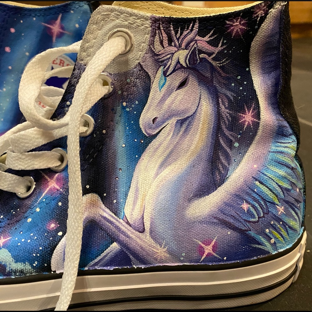 Hand Painted Cosmic Unicorn & Galaxy Converse Chuck Taylor Hi-Top